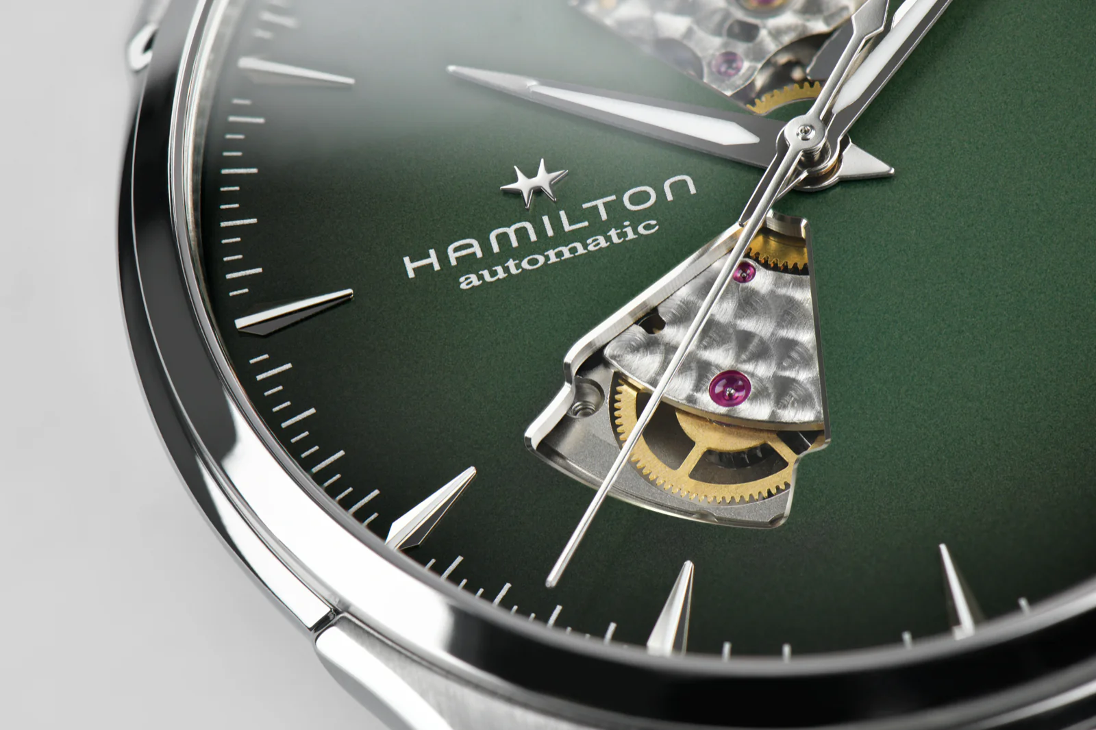 Hamilton Jazzmaster Open Heart Watch Automatic 40mm Green Dial / Leather Strap - Image 5