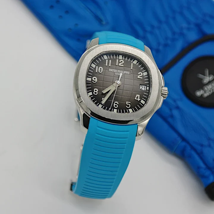 Tempomat -FKM Vulcanized Blue Marbella Rubber Strap for Patek Aquanaut - Image 3