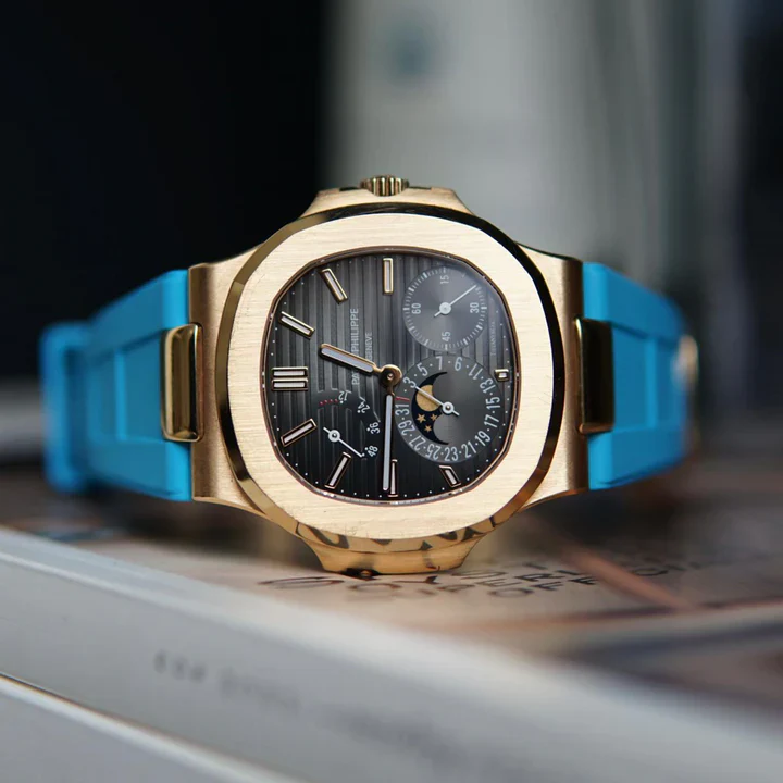 Tempomat -FKM Vulcanized Blue Marbella Rubber Strap for Patek Nautilus - Image 3