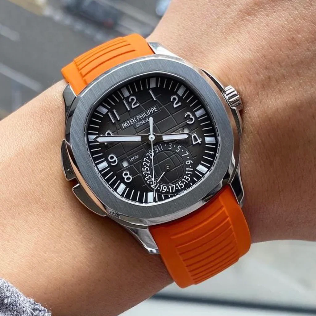 Tempomat -FKM Vulcanized Orange Rubber Strap for Patek Aquanaut - Image 3